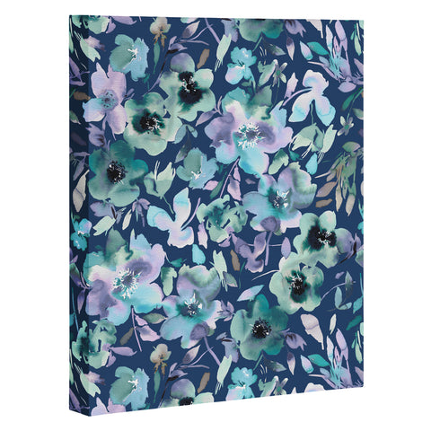 Ninola Design Natural Haze Artistic Summer Floral Blue Art Canvas