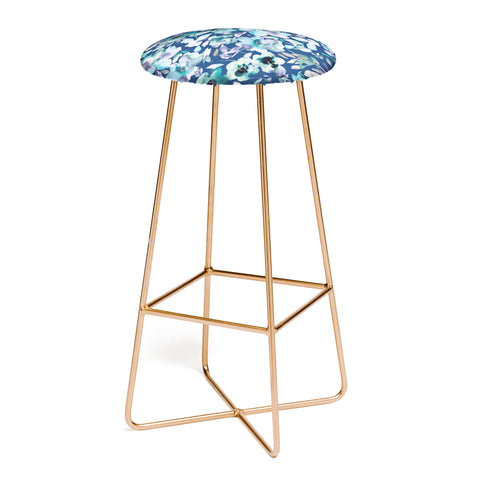 Ninola Design Natural Haze Artistic Summer Floral Blue Bar Stool