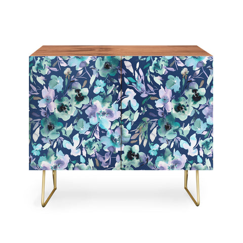 Ninola Design Natural Haze Artistic Summer Floral Blue Credenza