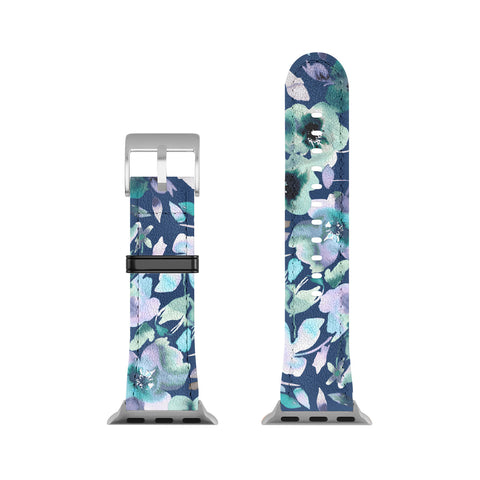 Ninola Design Natural Haze Artistic Summer Floral Blue Apple Watch Band
