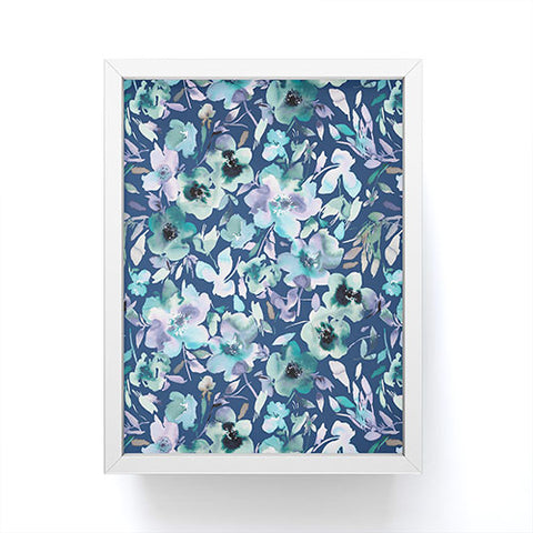 Ninola Design Natural Haze Artistic Summer Floral Blue Framed Mini Art Print