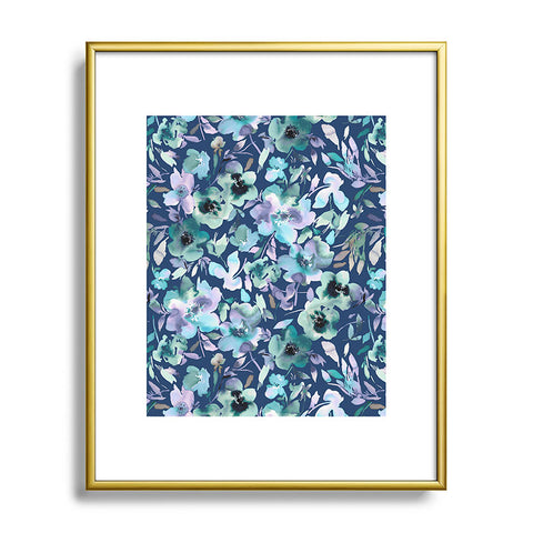 Ninola Design Natural Haze Artistic Summer Floral Blue Metal Framed Art Print