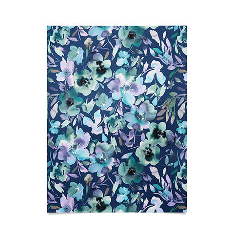 Ninola Design Natural Haze Artistic Summer Floral Blue Poster