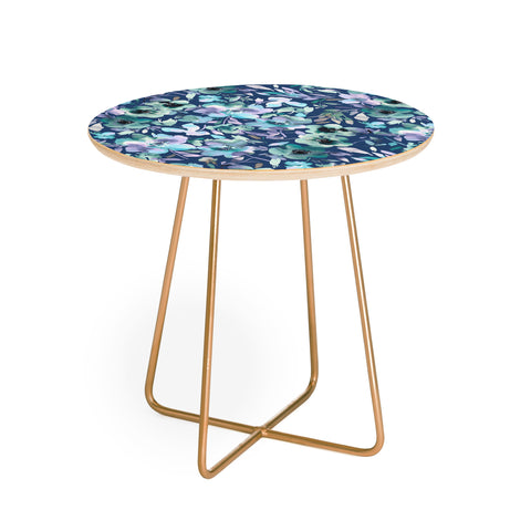 Ninola Design Natural Haze Artistic Summer Floral Blue Round Side Table