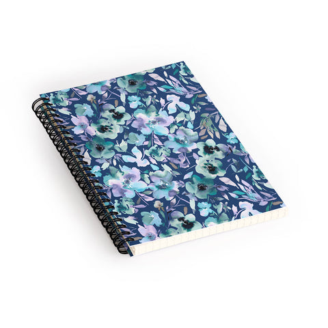 Ninola Design Natural Haze Artistic Summer Floral Blue Spiral Notebook