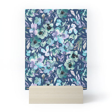 Ninola Design Natural Haze Artistic Summer Floral Blue Mini Art Print