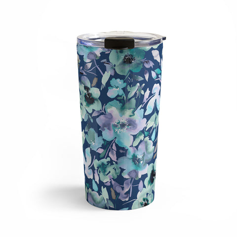 Ninola Design Natural Haze Artistic Summer Floral Blue Travel Mug