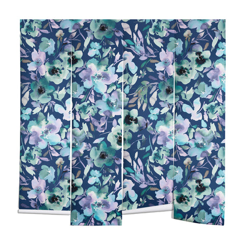 Ninola Design Natural Haze Artistic Summer Floral Blue Wall Mural