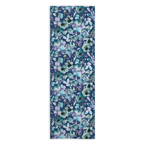 Ninola Design Natural Haze Artistic Summer Floral Blue Yoga Towel
