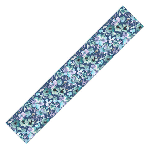 Ninola Design Natural Haze Artistic Summer Floral Blue Table Runner