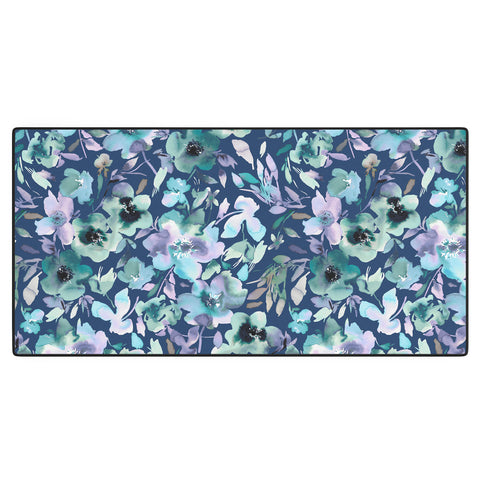 Ninola Design Natural Haze Artistic Summer Floral Blue Desk Mat