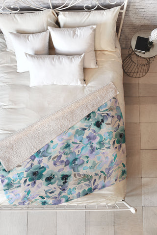 Ninola Design Natural Haze Artistic Summer Floral Fleece Throw Blanket