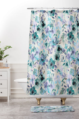 Ninola Design Natural Haze Artistic Summer Floral Shower Curtain And Mat