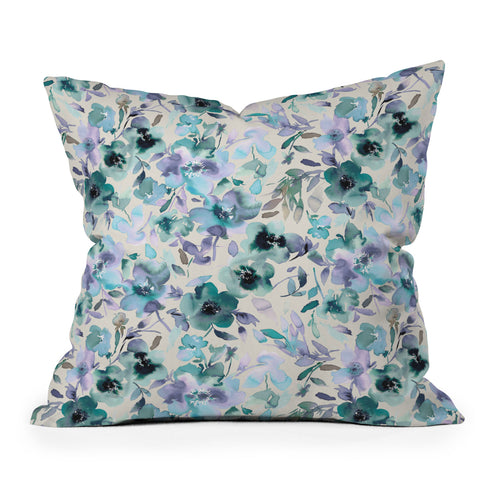 Ninola Design Natural Haze Artistic Summer Floral Outdoor Throw Pillow