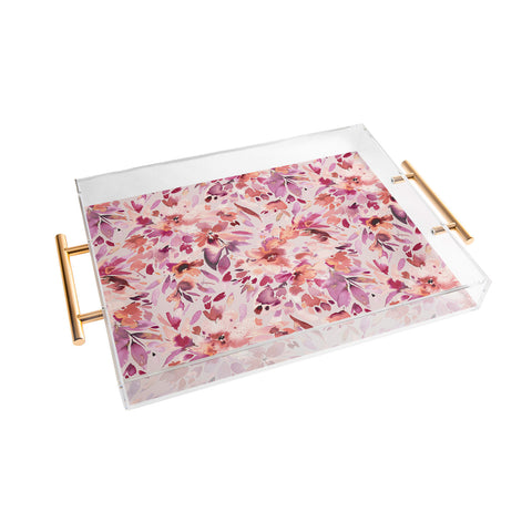 Ninola Design Natural Haze Painterly Tropical Flowers Acrylic Tray