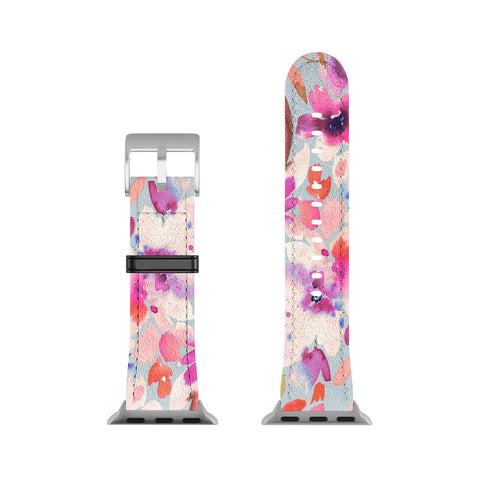 Ninola Design Natural Haze Painterly Tropical Flowers II Apple Watch Band