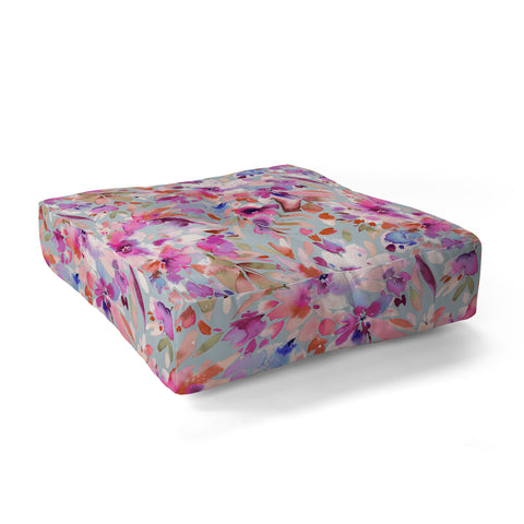 Ninola Design Natural Haze Painterly Tropical Flowers II Floor Pillow Square