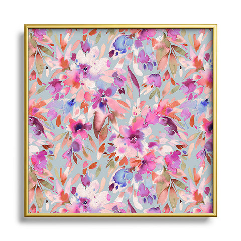 Ninola Design Natural Haze Painterly Tropical Flowers II Square Metal Framed Art Print