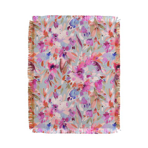 Ninola Design Natural Haze Painterly Tropical Flowers II Throw Blanket
