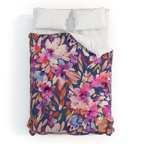 Ninola Design Natural Haze Painterly Tropical Flowers III Duvet Cover