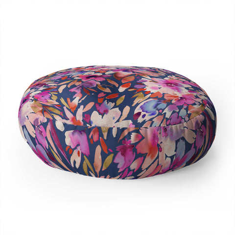 Ninola Design Natural Haze Painterly Tropical Flowers III Floor Pillow Round