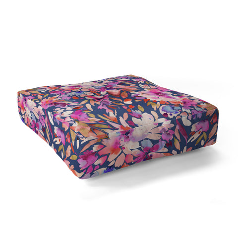 Ninola Design Natural Haze Painterly Tropical Flowers III Floor Pillow Square