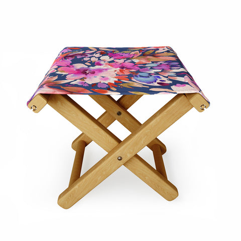 Ninola Design Natural Haze Painterly Tropical Flowers III Folding Stool