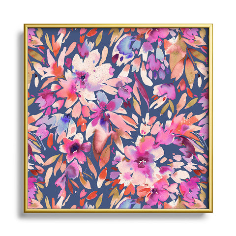 Ninola Design Natural Haze Painterly Tropical Flowers III Square Metal Framed Art Print