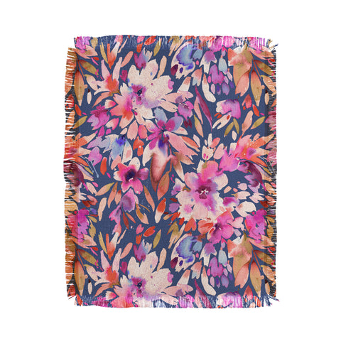 Ninola Design Natural Haze Painterly Tropical Flowers III Throw Blanket
