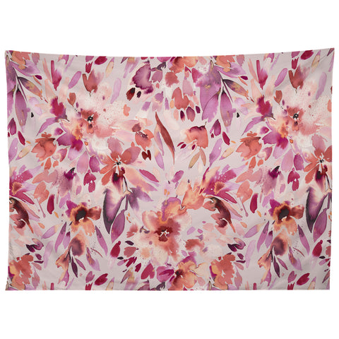 Ninola Design Natural Haze Painterly Tropical Flowers Tapestry
