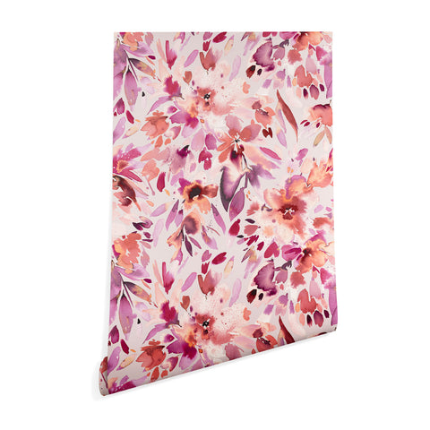 Ninola Design Natural Haze Painterly Tropical Flowers Wallpaper