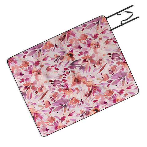 Ninola Design Natural Haze Painterly Tropical Flowers Picnic Blanket