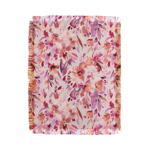 Ninola Design Natural Haze Painterly Tropical Flowers Throw Blanket