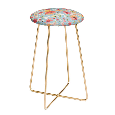 Ninola Design Natural Haze Spring Cosmos Wildflowers II Counter Stool