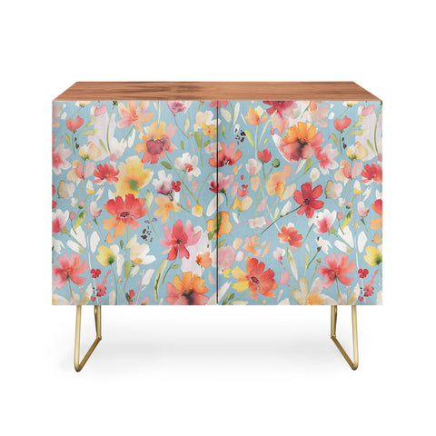 Ninola Design Natural Haze Spring Cosmos Wildflowers II Credenza