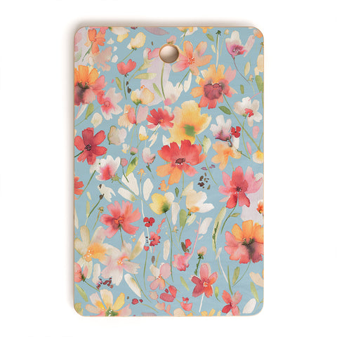 Ninola Design Natural Haze Spring Cosmos Wildflowers II Cutting Board Rectangle