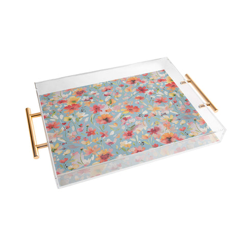 Ninola Design Natural Haze Spring Cosmos Wildflowers II Acrylic Tray