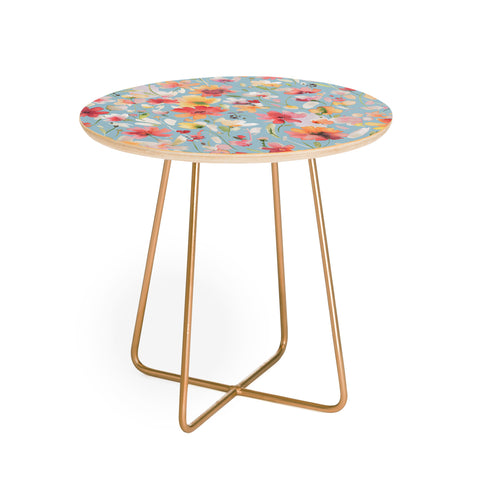 Ninola Design Natural Haze Spring Cosmos Wildflowers II Round Side Table