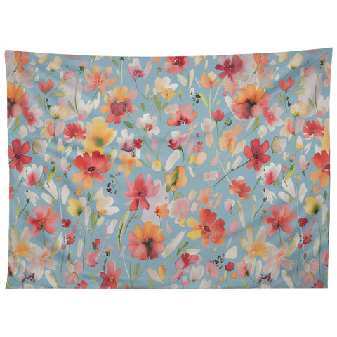 Ninola Design Natural Haze Spring Cosmos Wildflowers II Tapestry