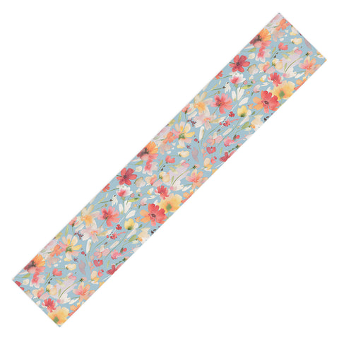 Ninola Design Natural Haze Spring Cosmos Wildflowers II Table Runner