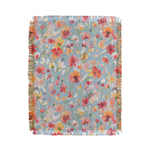 Ninola Design Natural Haze Spring Cosmos Wildflowers II Throw Blanket