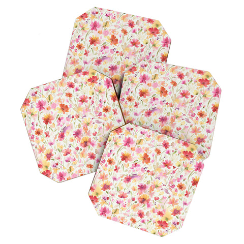 Ninola Design Natural Haze Spring Cosmos Wildflowers III Coaster Set