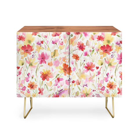 Ninola Design Natural Haze Spring Cosmos Wildflowers III Credenza