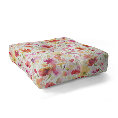 Ninola Design Natural Haze Spring Cosmos Wildflowers III Floor Pillow Square