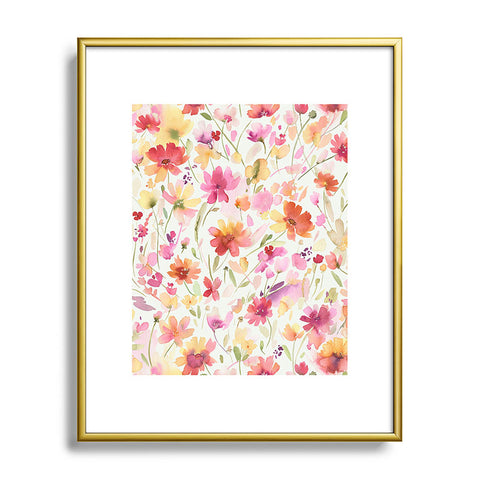 Ninola Design Natural Haze Spring Cosmos Wildflowers III Metal Framed Art Print