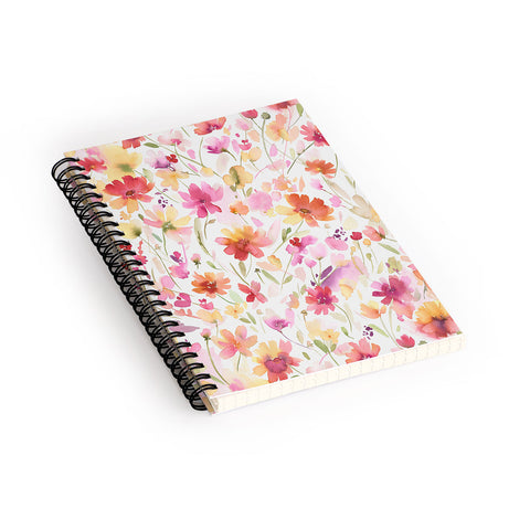 Ninola Design Natural Haze Spring Cosmos Wildflowers III Spiral Notebook
