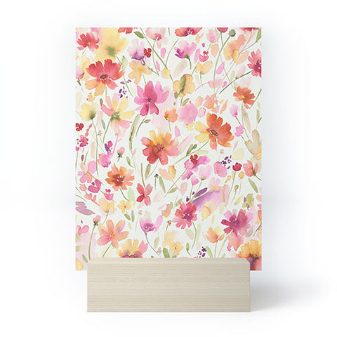 Ninola Design Natural Haze Spring Cosmos Wildflowers III Mini Art Print