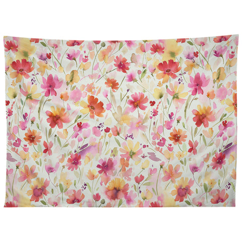 Ninola Design Natural Haze Spring Cosmos Wildflowers III Tapestry