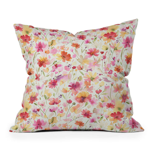 Ninola Design Natural Haze Spring Cosmos Wildflowers III Outdoor Throw Pillow