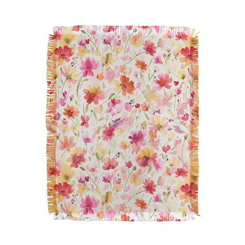 Ninola Design Natural Haze Spring Cosmos Wildflowers III Throw Blanket